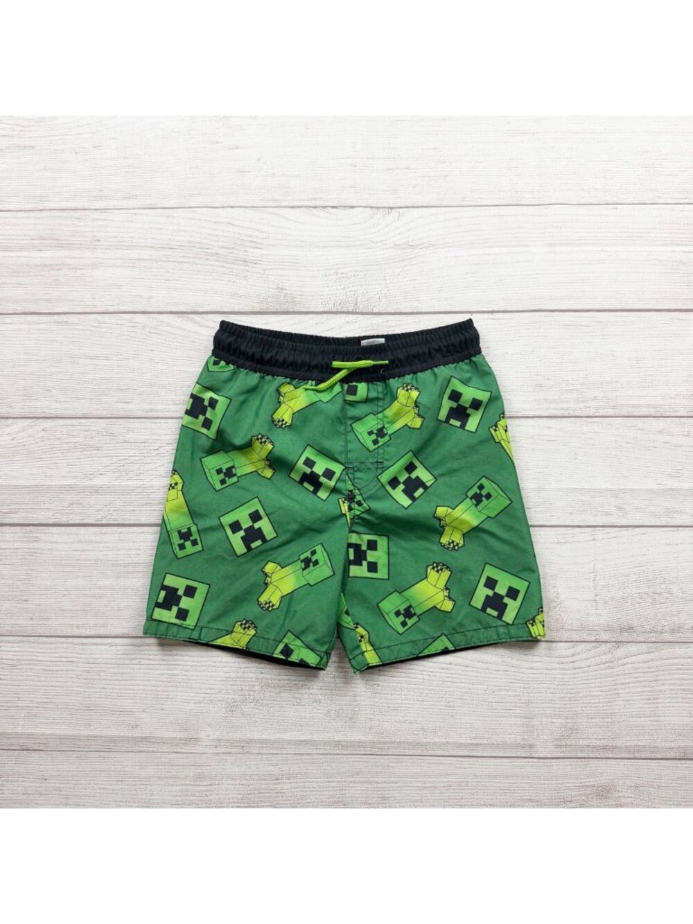 Minecraft Creeper Swim Trunks Boys Elastic Waist Drawstring Lined S